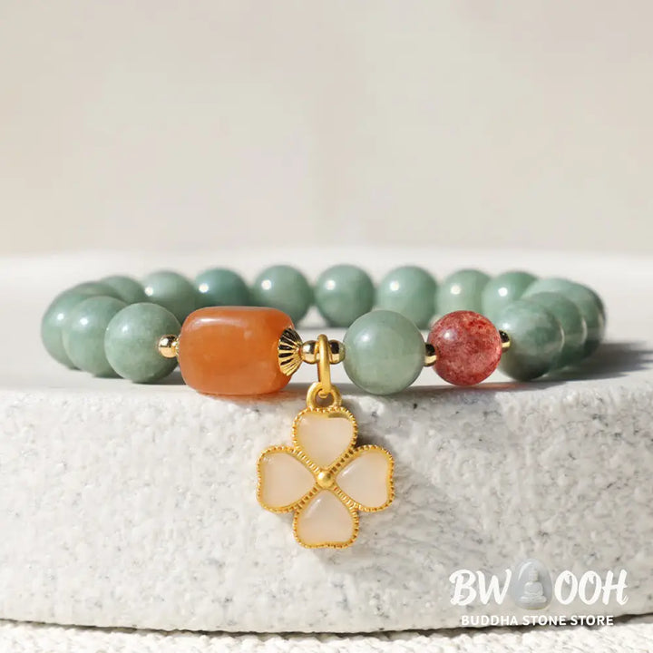 Buddha Stones Jade Four Leaf Clover Charm Prosperity Bracelet - BWOOOH - Jade(Prosperity♥Abundance) - Bracelet