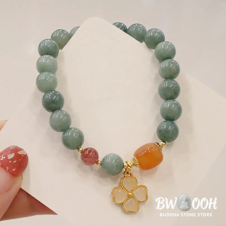 Buddha Stones Jade Four Leaf Clover Charm Prosperity Bracelet - BWOOOH - Jade(Prosperity♥Abundance) - Bracelet