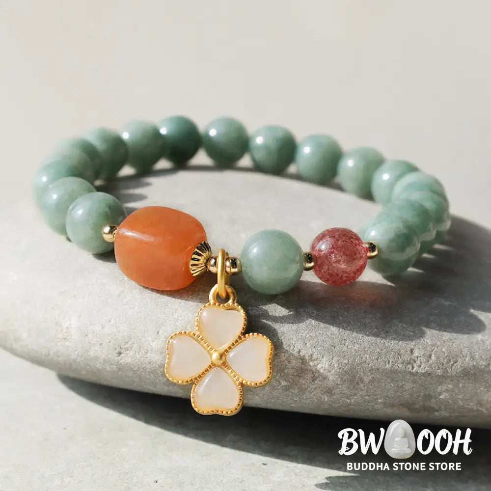 Buddha Stones Jade Four Leaf Clover Charm Prosperity Bracelet - BWOOOH - Jade(Prosperity♥Abundance) - Bracelet