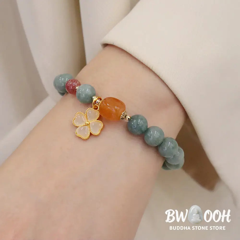 Buddha Stones Jade Four Leaf Clover Charm Prosperity Bracelet - BWOOOH - Jade(Prosperity♥Abundance) - Bracelet