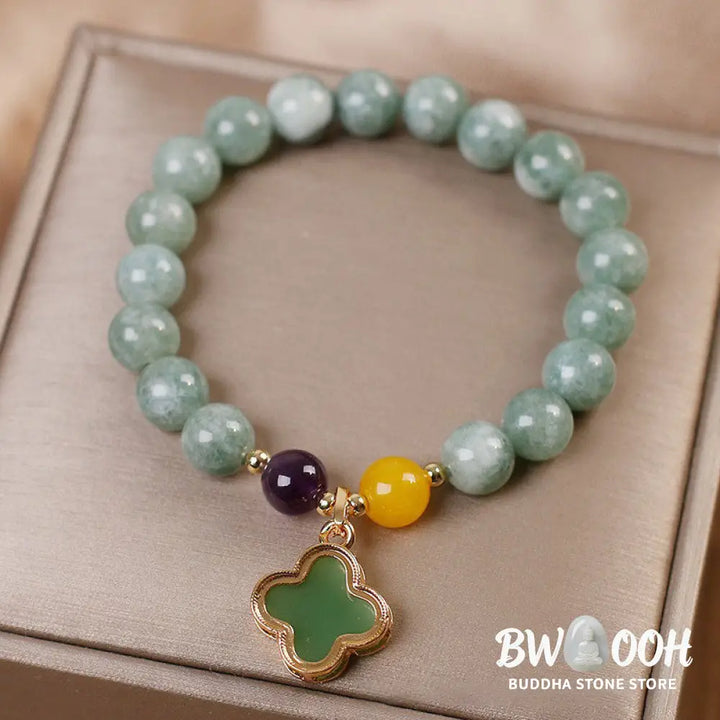Buddha Stones Jade Four Leaf Clover Luck Bracelet - BWOOOH - Jade&amp;Four Leaf Clover - Bracelet