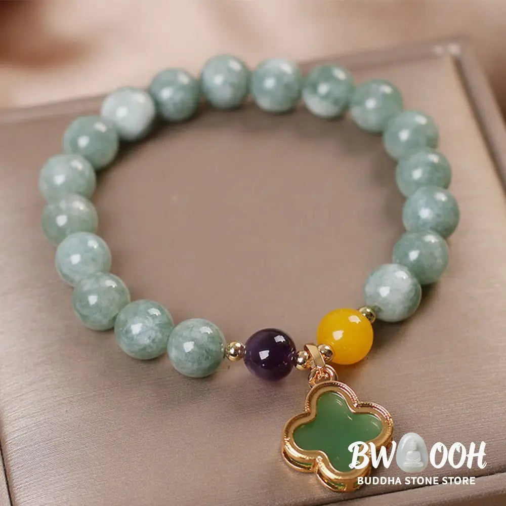 Buddha Stones Jade Four Leaf Clover Luck Bracelet - BWOOOH - Jade&amp;Four Leaf Clover - Bracelet