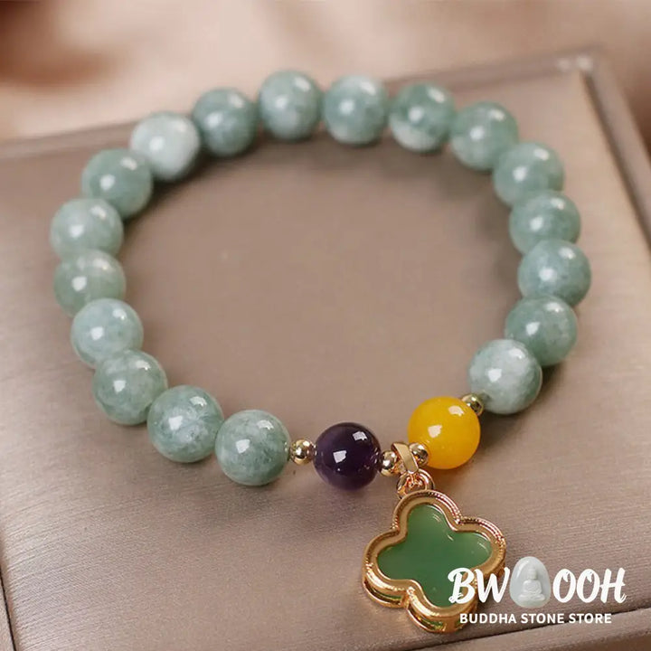 Buddha Stones Jade Four Leaf Clover Luck Bracelet - BWOOOH - Jade&amp;Four Leaf Clover - Bracelet