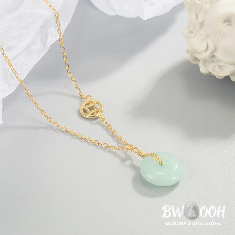 Buddha Stones Jade Fu Character Copper Coin Peace Buckle Abundance Necklace Pendant - BWOOOH - Necklaces &amp; Pendants