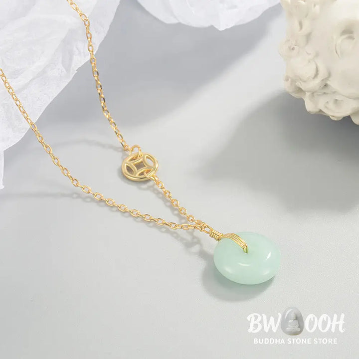Buddha Stones Jade Fu Character Copper Coin Peace Buckle Abundance Necklace Pendant - BWOOOH - Necklaces &amp; Pendants