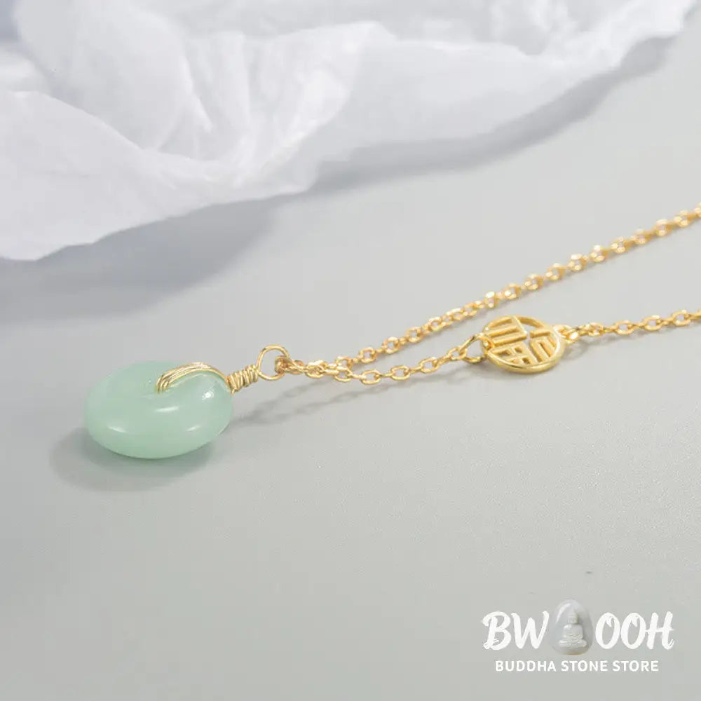 Buddha Stones Jade Fu Character Copper Coin Peace Buckle Abundance Necklace Pendant - BWOOOH - Necklaces &amp; Pendants