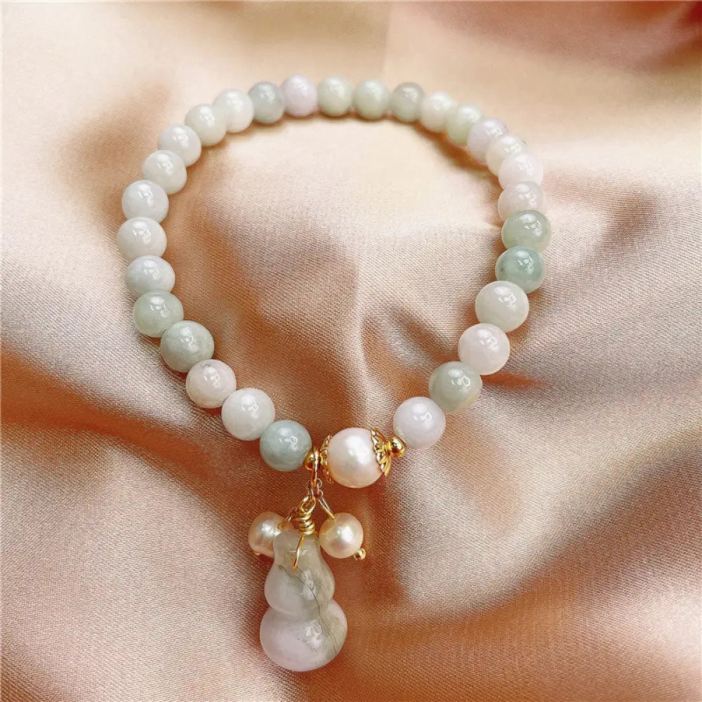 Buddha Stones Jade Gourd Blessing Protection Charm Bracelet - Jade - Bracelet