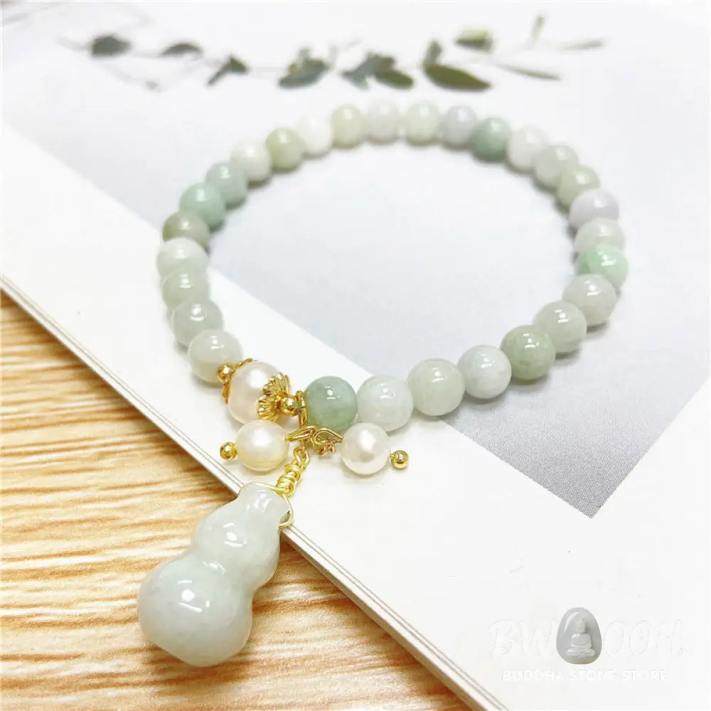 Buddha Stones Jade Gourd Blessing Protection Charm Bracelet - Jade - Bracelet