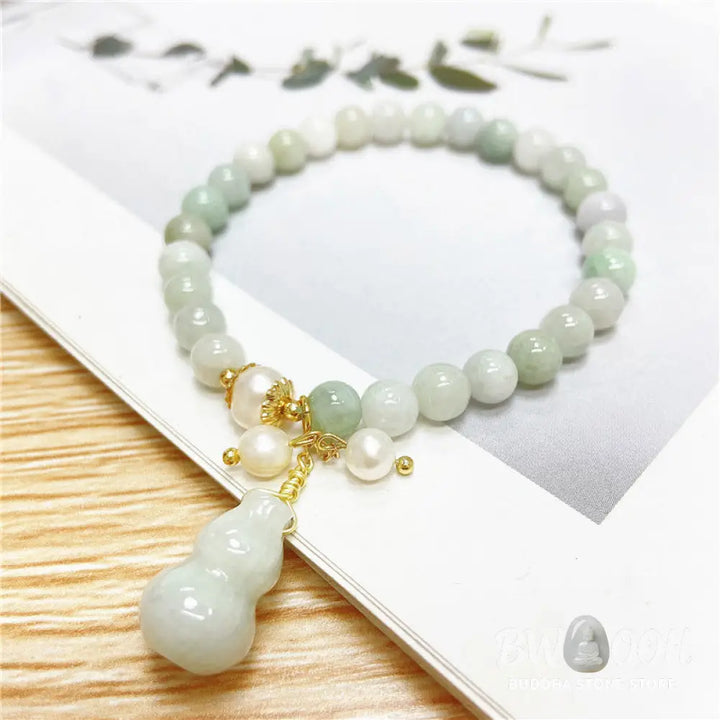 Buddha Stones Jade Gourd Blessing Protection Charm Bracelet - Jade - Bracelet