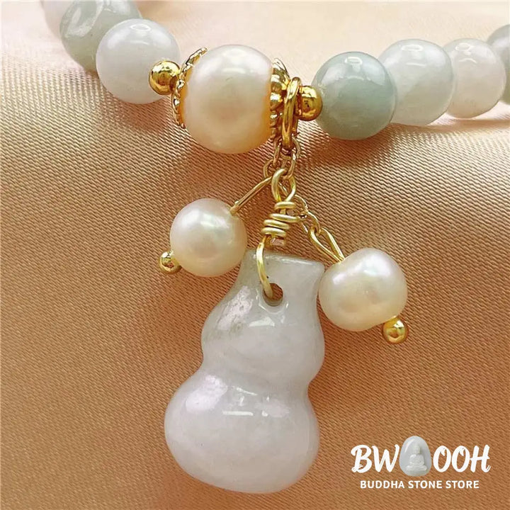 Buddha Stones Jade Gourd Blessing Protection Charm Bracelet - Jade - Bracelet