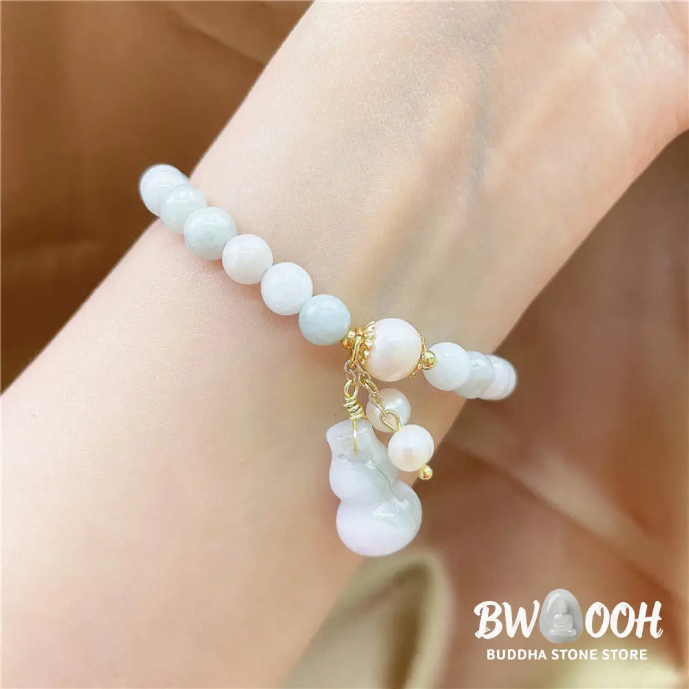 Buddha Stones Jade Gourd Blessing Protection Charm Bracelet - Jade - Bracelet