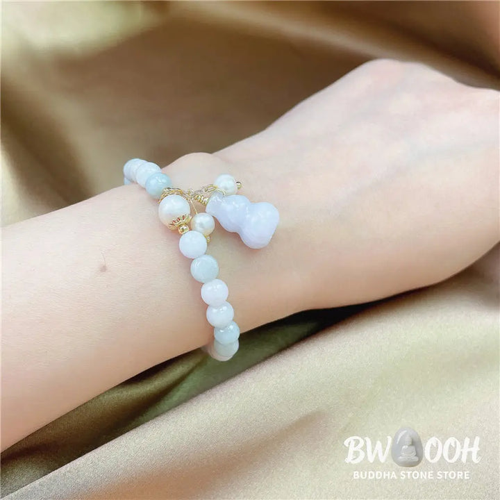Buddha Stones Jade Gourd Blessing Protection Charm Bracelet - Jade - Bracelet