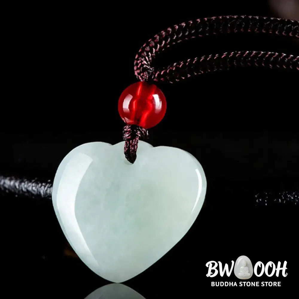 Buddha Stones Jade Heart Prosperity Necklace Pendant - BWOOOH - Jade - Necklaces &amp; Pendants