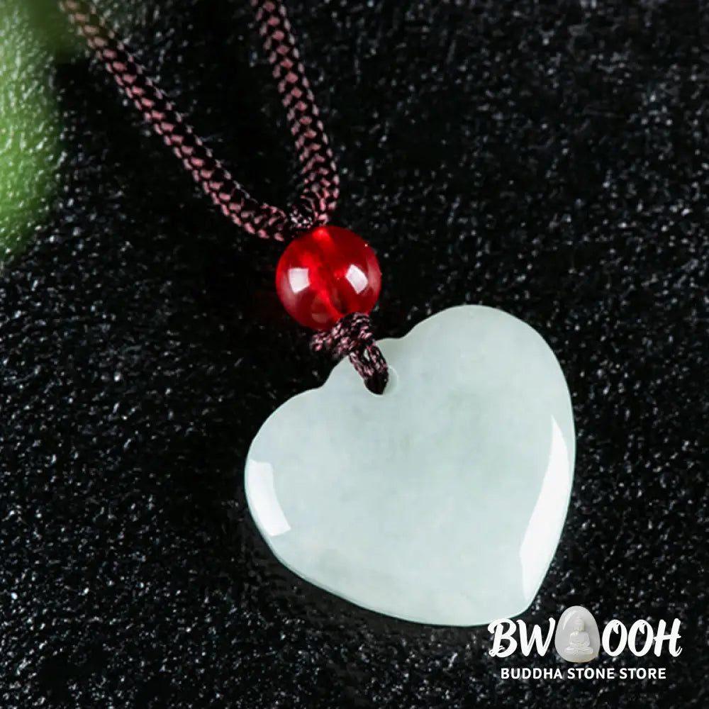 Buddha Stones Jade Heart Prosperity Necklace Pendant - BWOOOH - Jade - Necklaces & Pendants