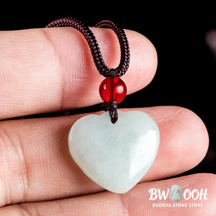 Buddha Stones Jade Heart Prosperity Necklace Pendant - BWOOOH - Jade - Necklaces &amp; Pendants