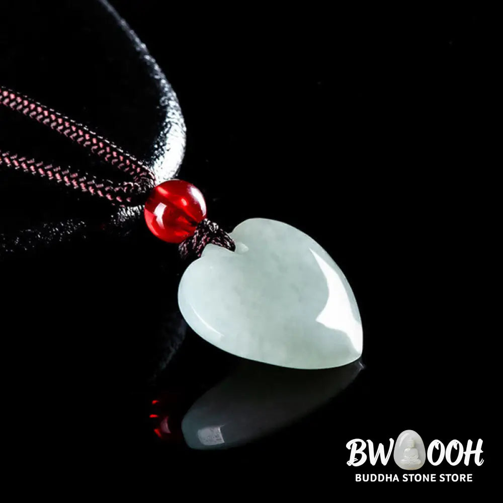 Buddha Stones Jade Heart Prosperity Necklace Pendant - BWOOOH - Jade - Necklaces &amp; Pendants