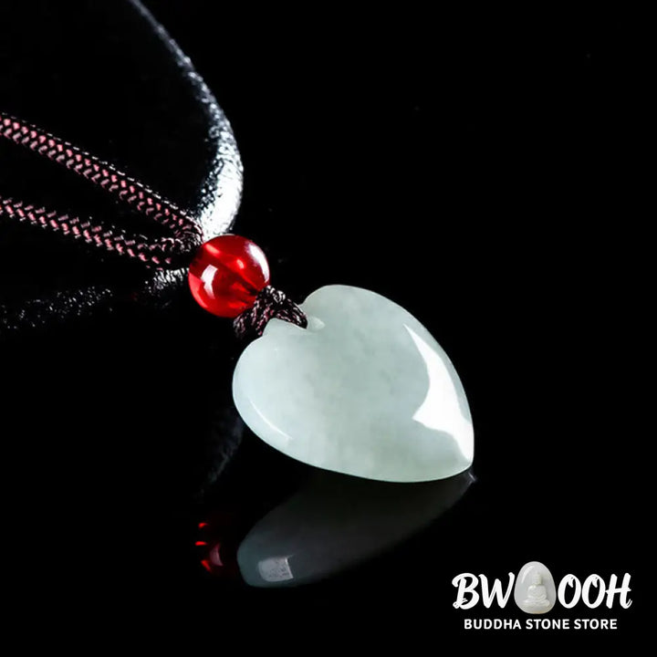 Buddha Stones Jade Heart Prosperity Necklace Pendant - BWOOOH - Jade - Necklaces &amp; Pendants