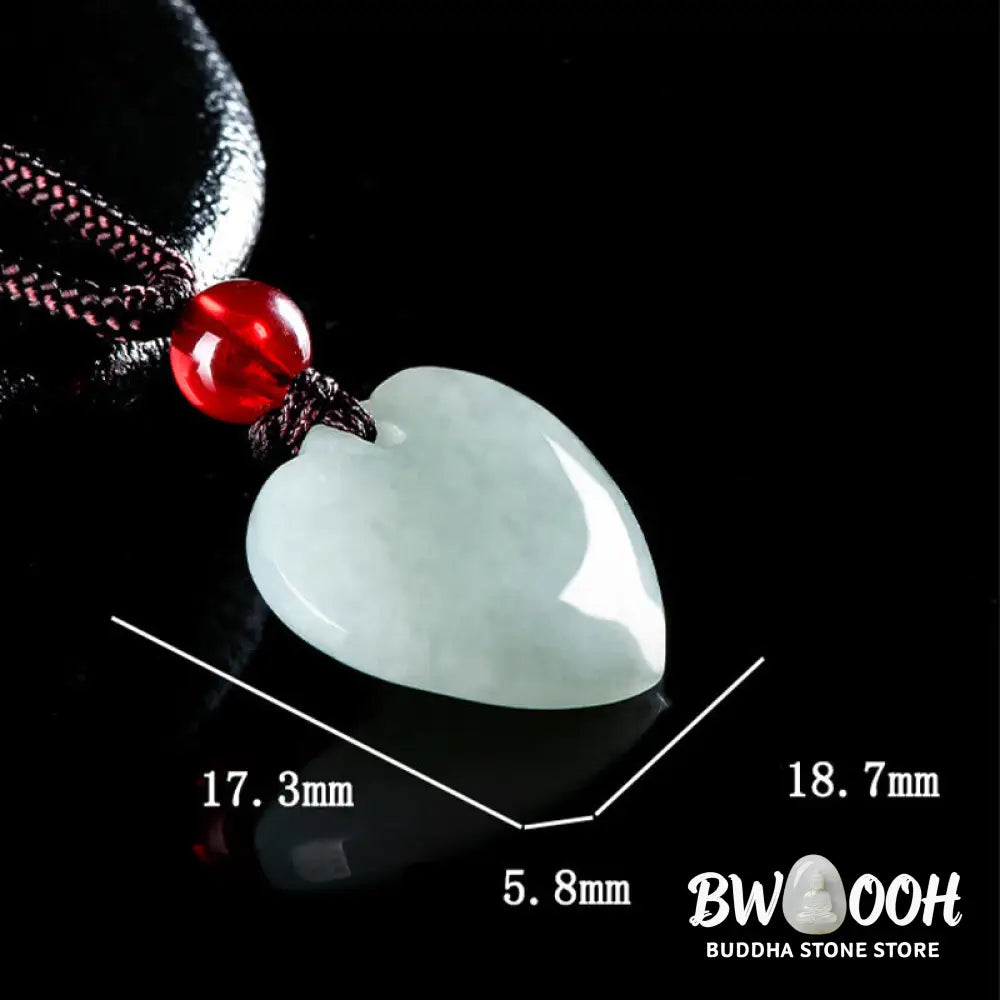 Buddha Stones Jade Heart Prosperity Necklace Pendant - BWOOOH - Jade - Necklaces &amp; Pendants
