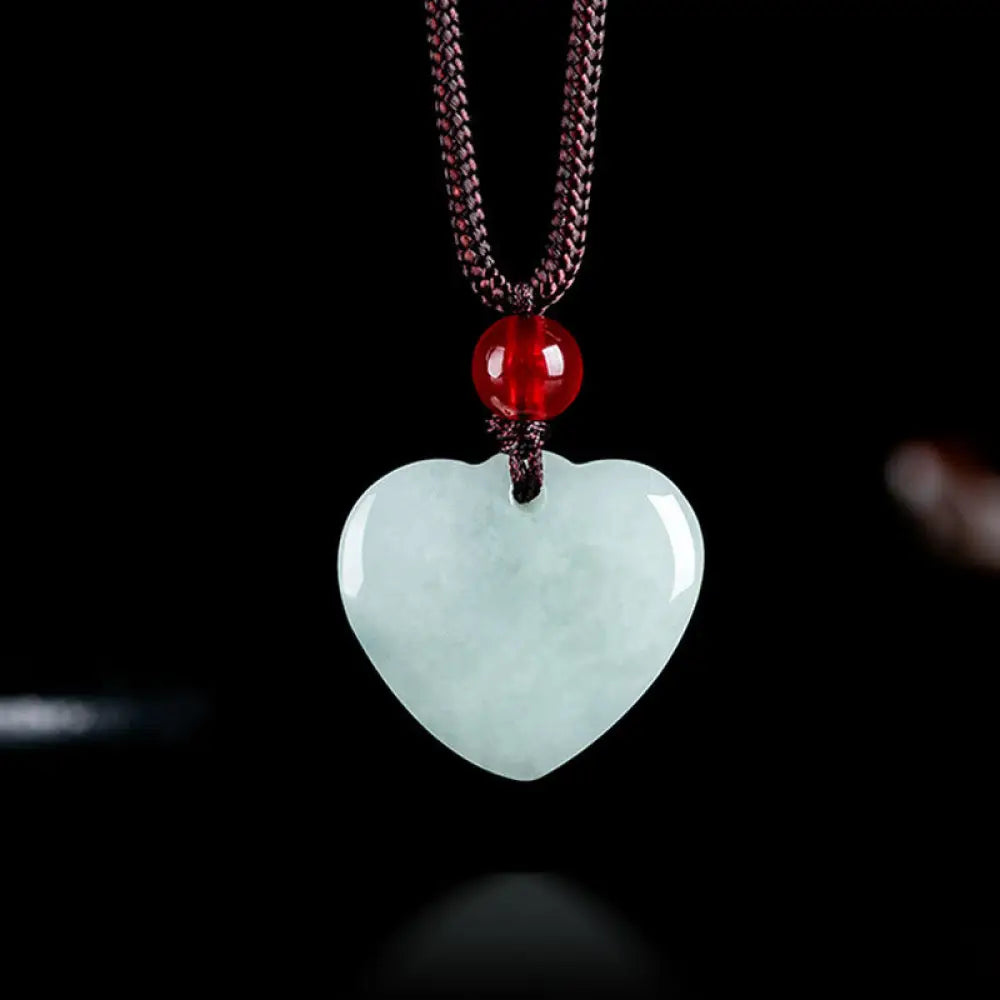 Buddha Stones Jade Heart Prosperity Necklace Pendant - BWOOOH - Jade - Necklaces & Pendants