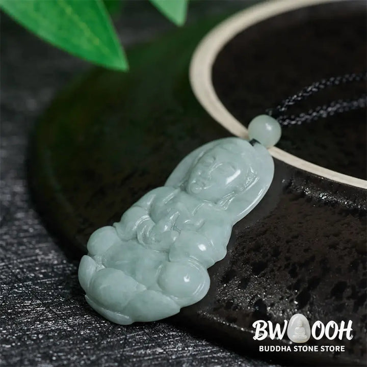 Buddha Stones Jade Kwan Yin Avalokitesvara Harmony Necklace Pendant - BWOOOH - Jade Avalokitesvara - Necklaces &amp;
