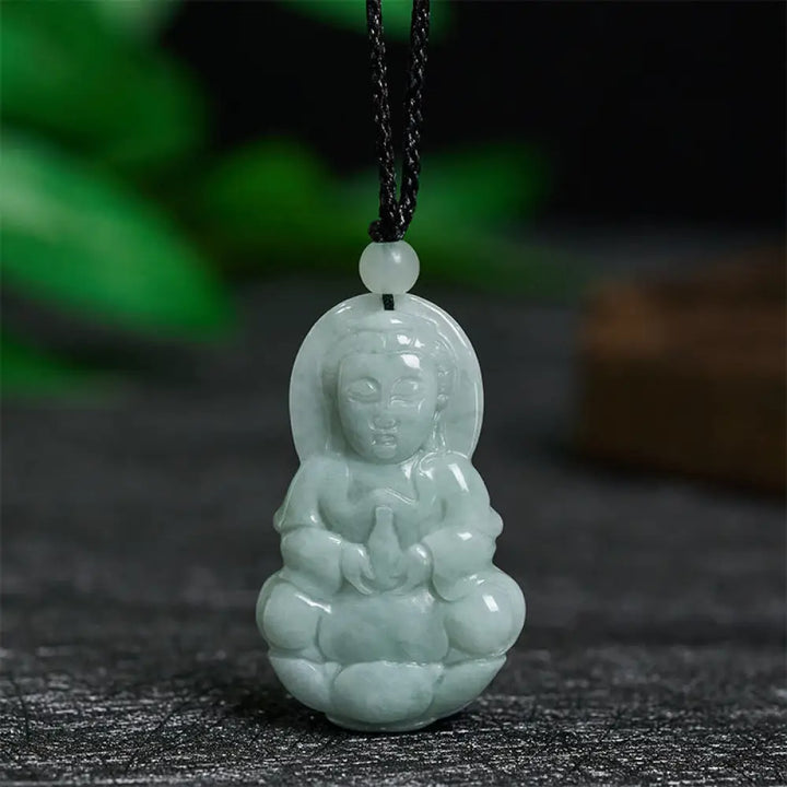 Buddha Stones Jade Kwan Yin Avalokitesvara Harmony Necklace Pendant - BWOOOH - Jade Avalokitesvara - Necklaces &amp;