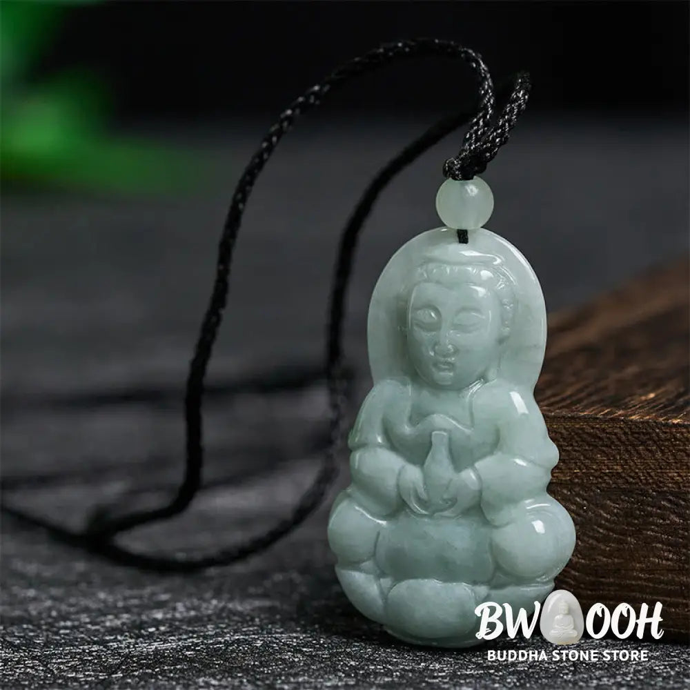 Buddha Stones Jade Kwan Yin Avalokitesvara Harmony Necklace Pendant - BWOOOH - Jade Avalokitesvara - Necklaces &