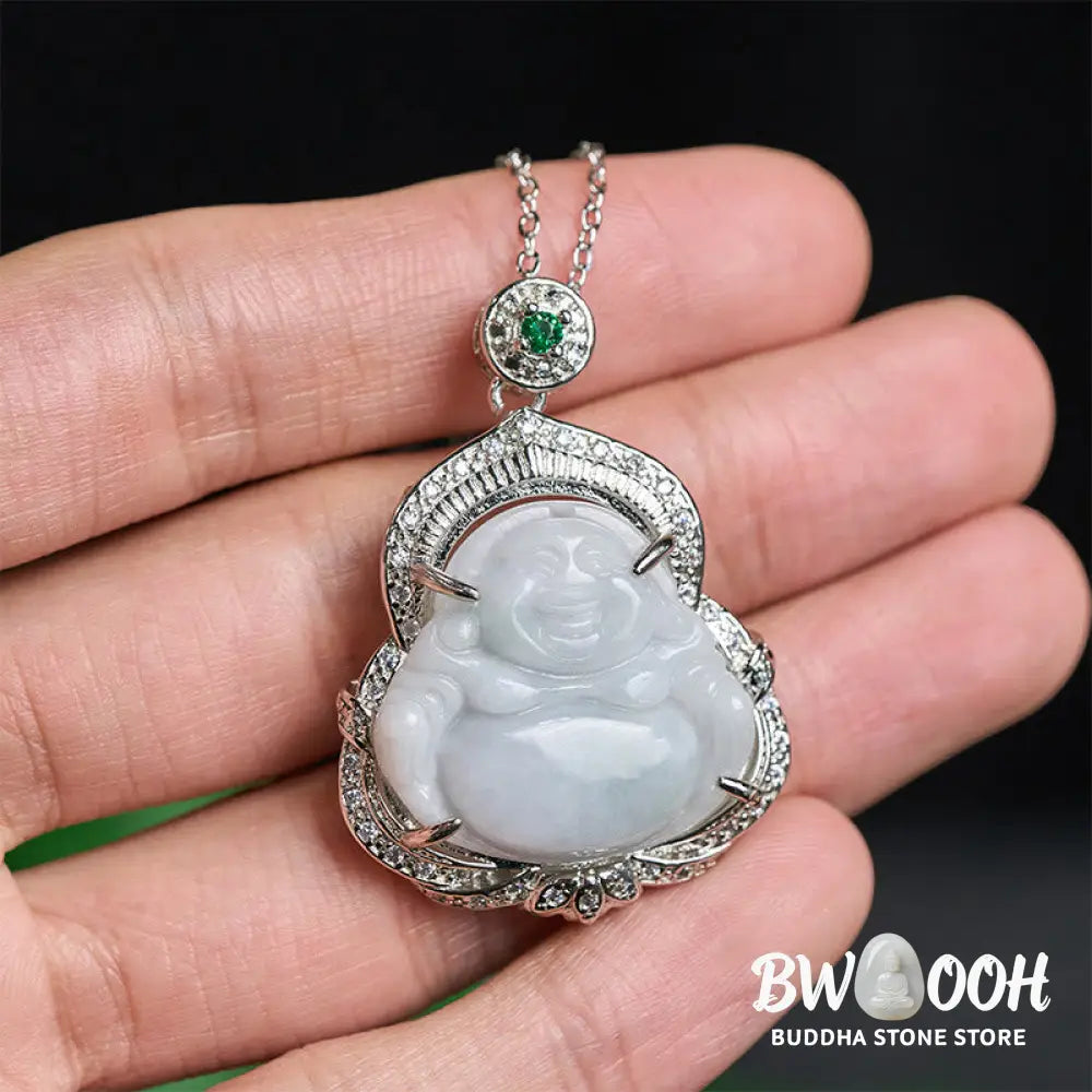 Buddha Stones Jade Laughing Buddha Abundance Necklace Pendant - BWOOOH - Jade Laughing Buddha - Necklaces &amp; Pendants