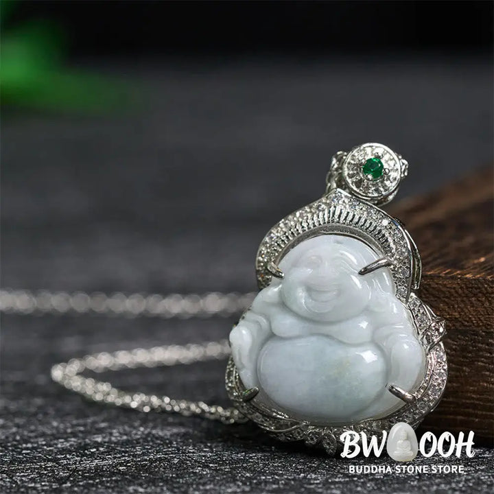 Buddha Stones Jade Laughing Buddha Abundance Necklace Pendant - BWOOOH - Jade Laughing Buddha - Necklaces &amp; Pendants