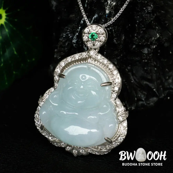 Buddha Stones Jade Laughing Buddha Abundance Necklace Pendant - BWOOOH - Jade Laughing Buddha - Necklaces &amp; Pendants