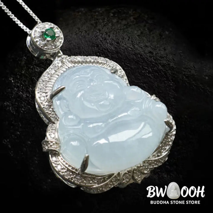 Buddha Stones Jade Laughing Buddha Abundance Necklace Pendant - BWOOOH - Jade Laughing Buddha - Necklaces &amp; Pendants