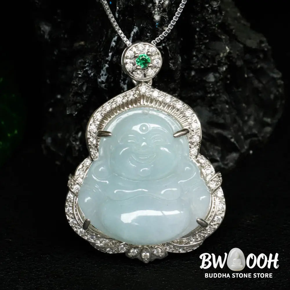 Buddha Stones Jade Laughing Buddha Abundance Necklace Pendant - BWOOOH - Jade Laughing Buddha - Necklaces &amp; Pendants
