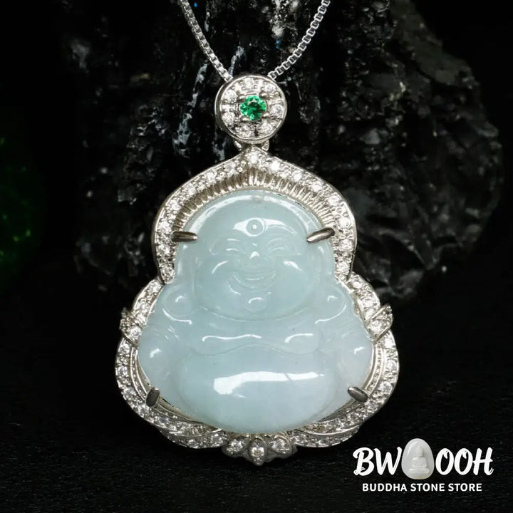 Buddha Stones Jade Laughing Buddha Abundance Necklace Pendant - BWOOOH - Jade Laughing Buddha - Necklaces &amp; Pendants