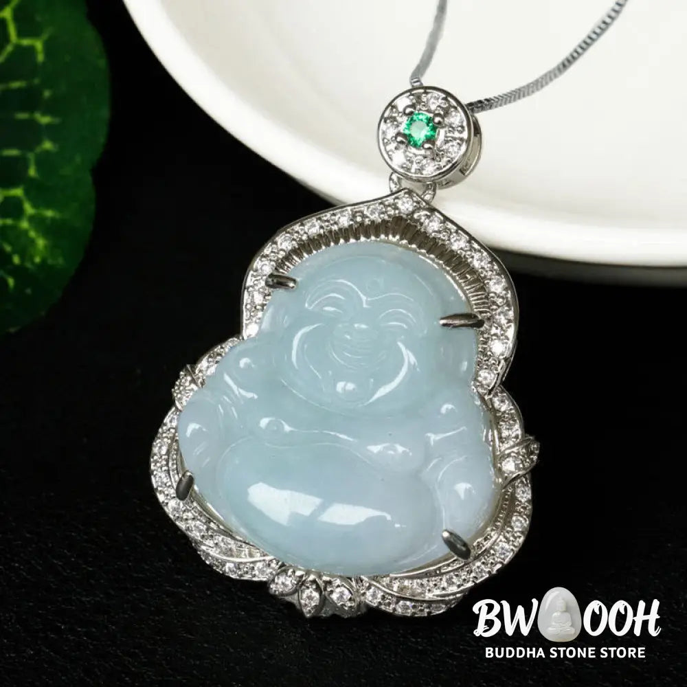 Buddha Stones Jade Laughing Buddha Abundance Necklace Pendant - BWOOOH - Jade Laughing Buddha - Necklaces &amp; Pendants