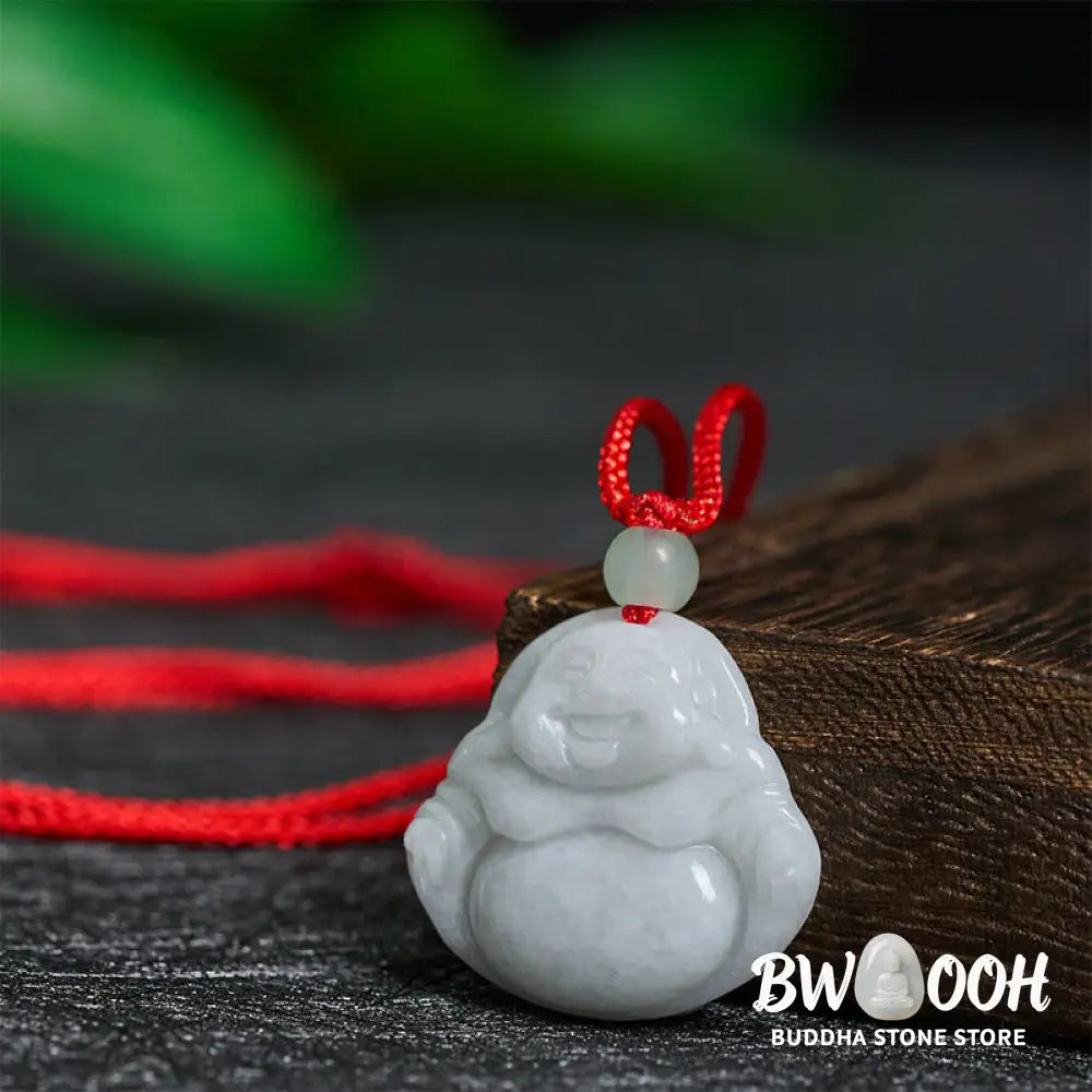 Buddha Stones Jade Laughing Buddha Prosperity Necklace Pendant - BWOOOH - Jade Laughing Buddha - Necklaces & Pendants