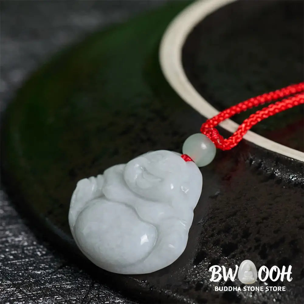 Buddha Stones Jade Laughing Buddha Prosperity Necklace Pendant - BWOOOH - Jade Laughing Buddha - Necklaces &amp; Pendants