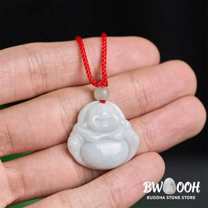 Buddha Stones Jade Laughing Buddha Prosperity Necklace Pendant - BWOOOH - Jade Laughing Buddha - Necklaces &amp; Pendants