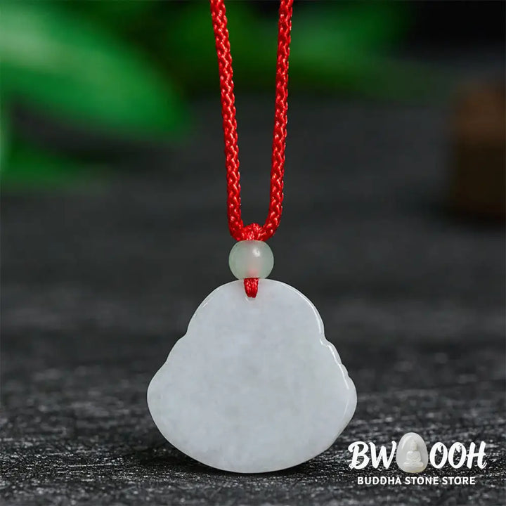 Buddha Stones Jade Laughing Buddha Prosperity Necklace Pendant - BWOOOH - Jade Laughing Buddha - Necklaces &amp; Pendants