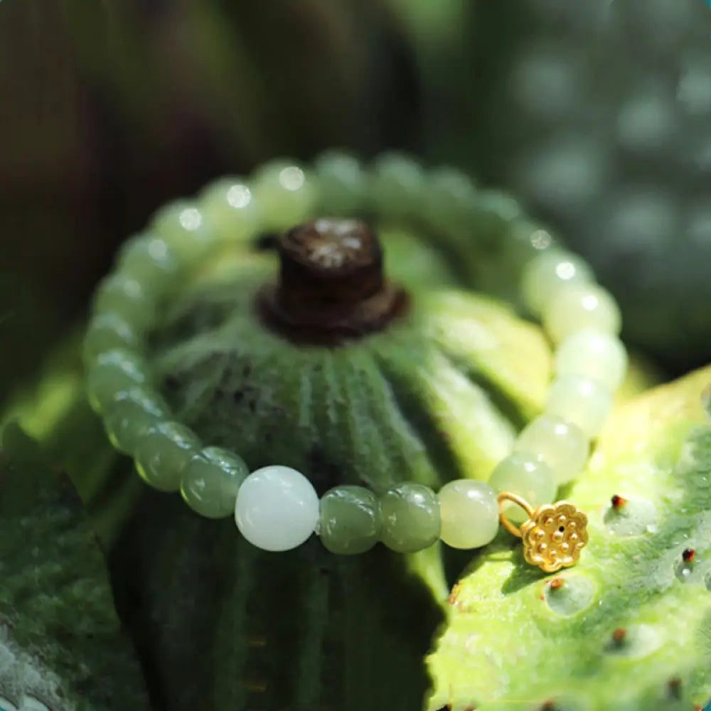 BWOOOH Jade Lotus Abundance Adjustable Bracelet - Jade - Bracelet