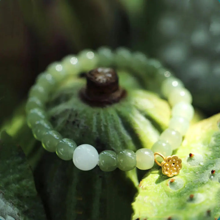 BWOOOH Jade Lotus Abundance Adjustable Bracelet - Jade - Bracelet