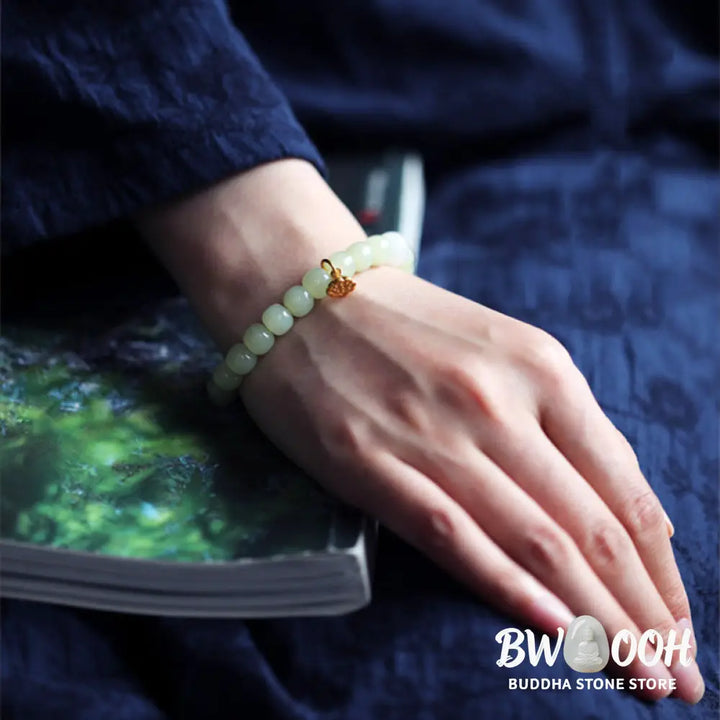 BWOOOH Jade Lotus Abundance Adjustable Bracelet - Jade - Bracelet