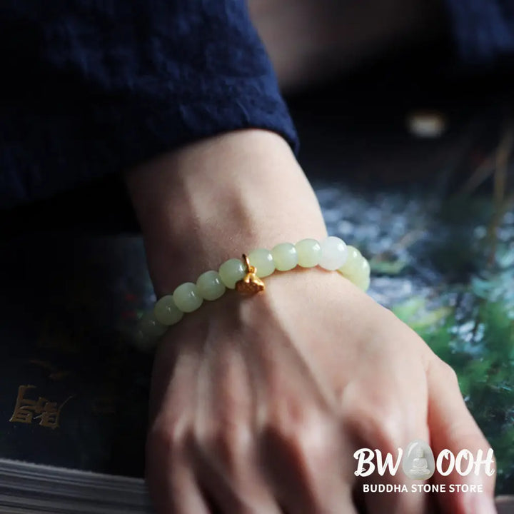BWOOOH Jade Lotus Abundance Adjustable Bracelet - Jade - Bracelet