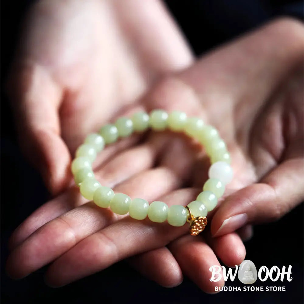 BWOOOH Jade Lotus Abundance Adjustable Bracelet - Jade - Bracelet