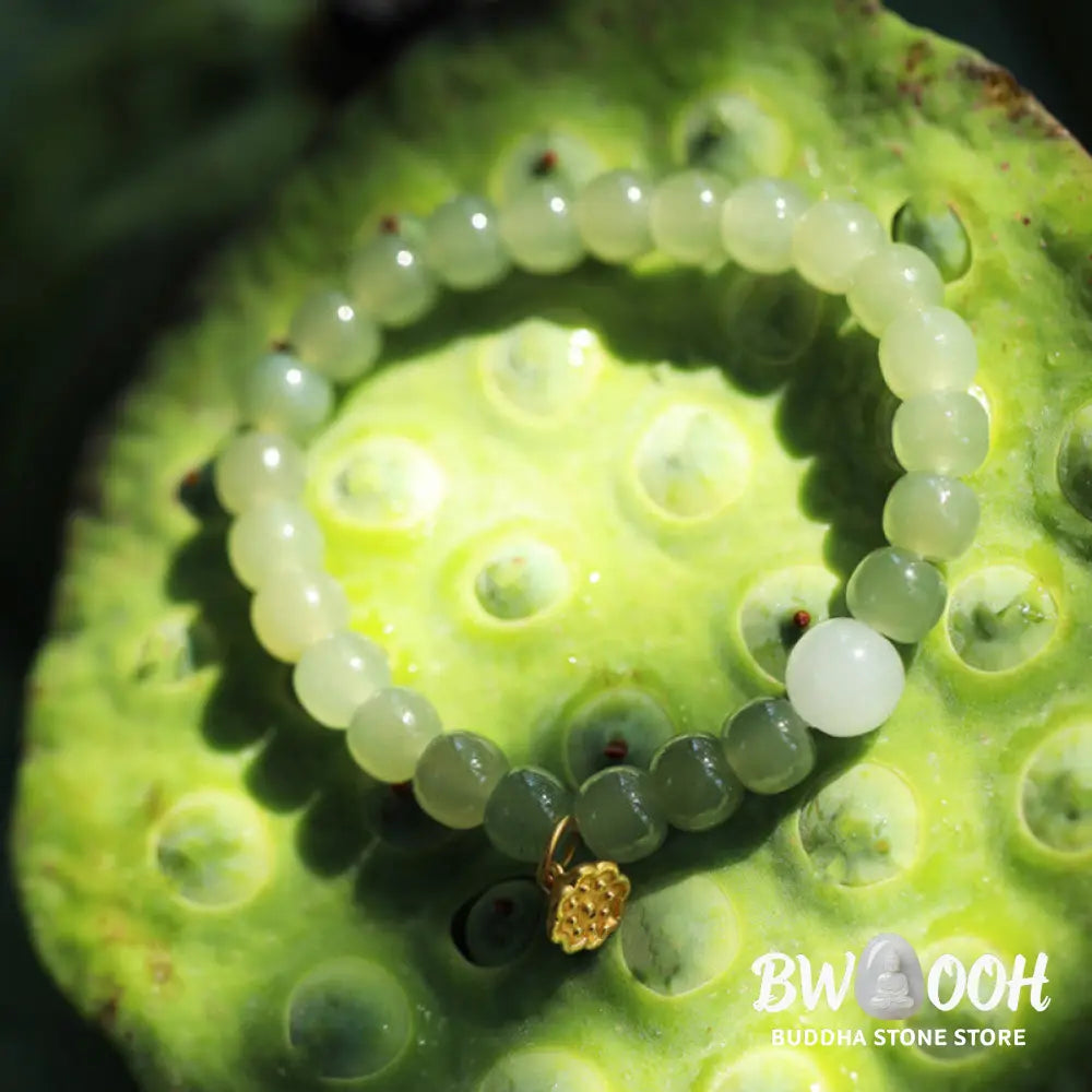 BWOOOH Jade Lotus Abundance Adjustable Bracelet - Jade - Bracelet