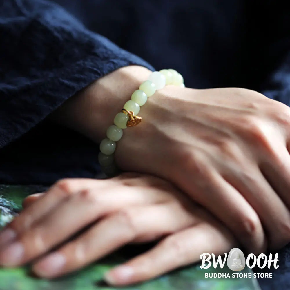 BWOOOH Jade Lotus Abundance Adjustable Bracelet - Jade - Bracelet