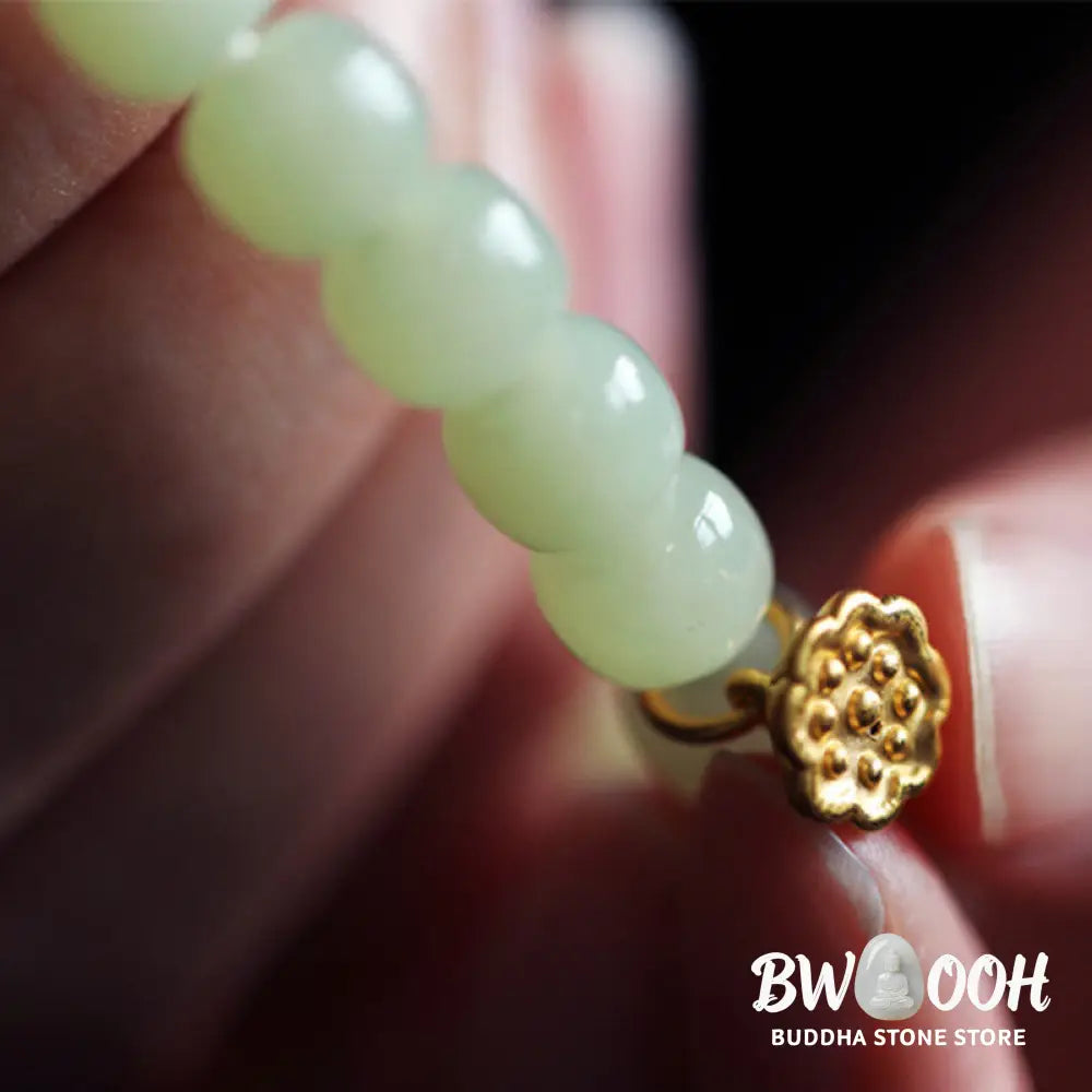 BWOOOH Jade Lotus Abundance Adjustable Bracelet - Jade - Bracelet