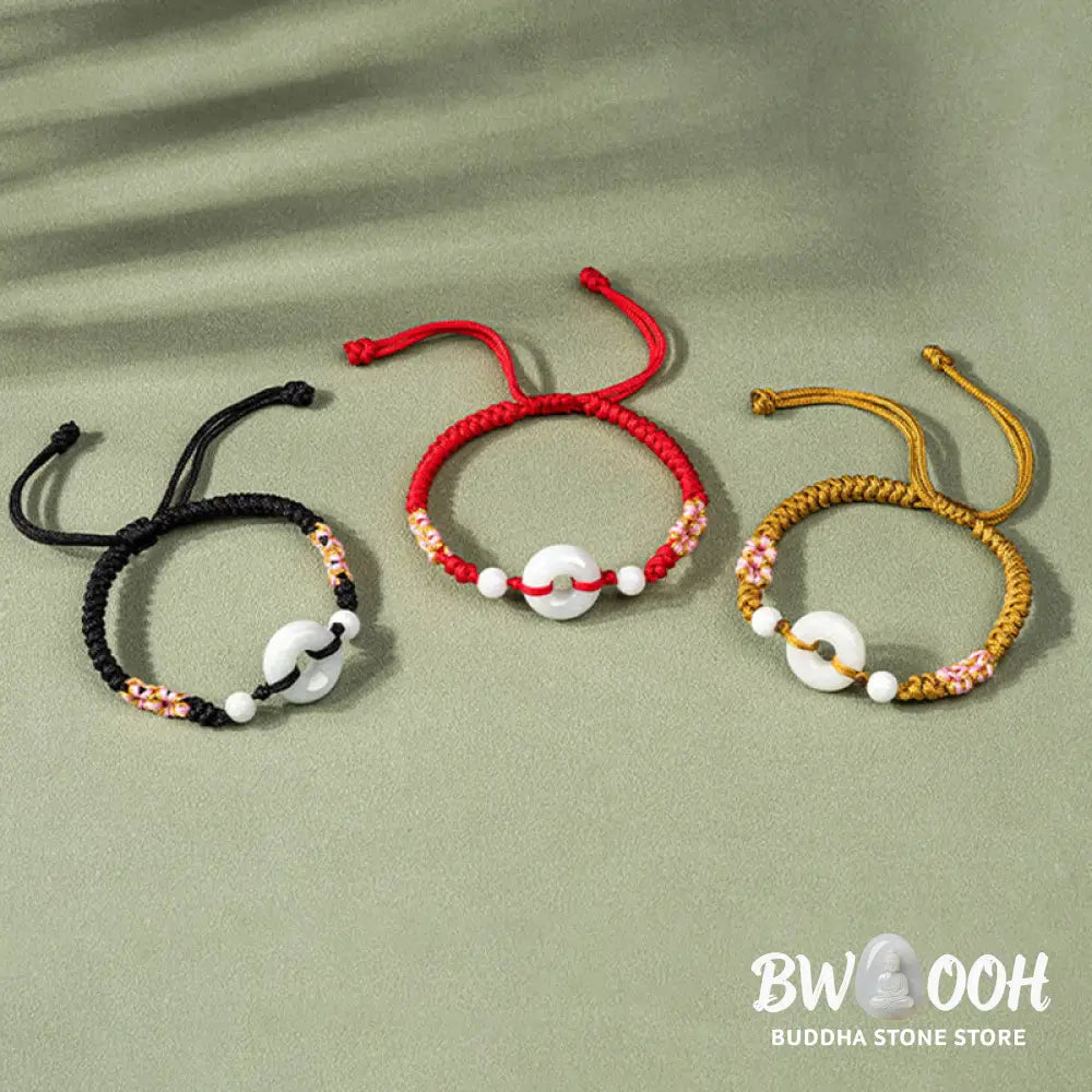 Buddha Stones Jade Luck Abundance Red String Bracelet - BWOOOH - Bracelet