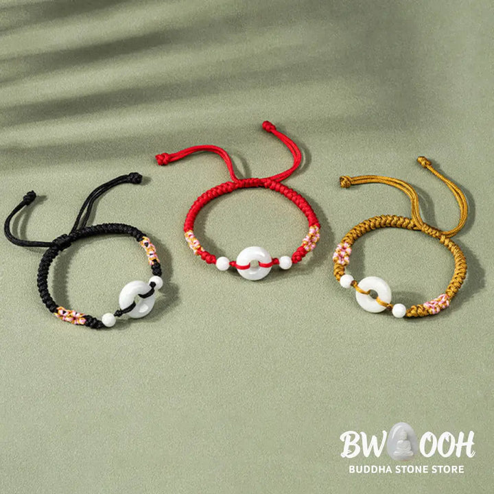 Buddha Stones Jade Luck Abundance Red String Bracelet - BWOOOH - Bracelet
