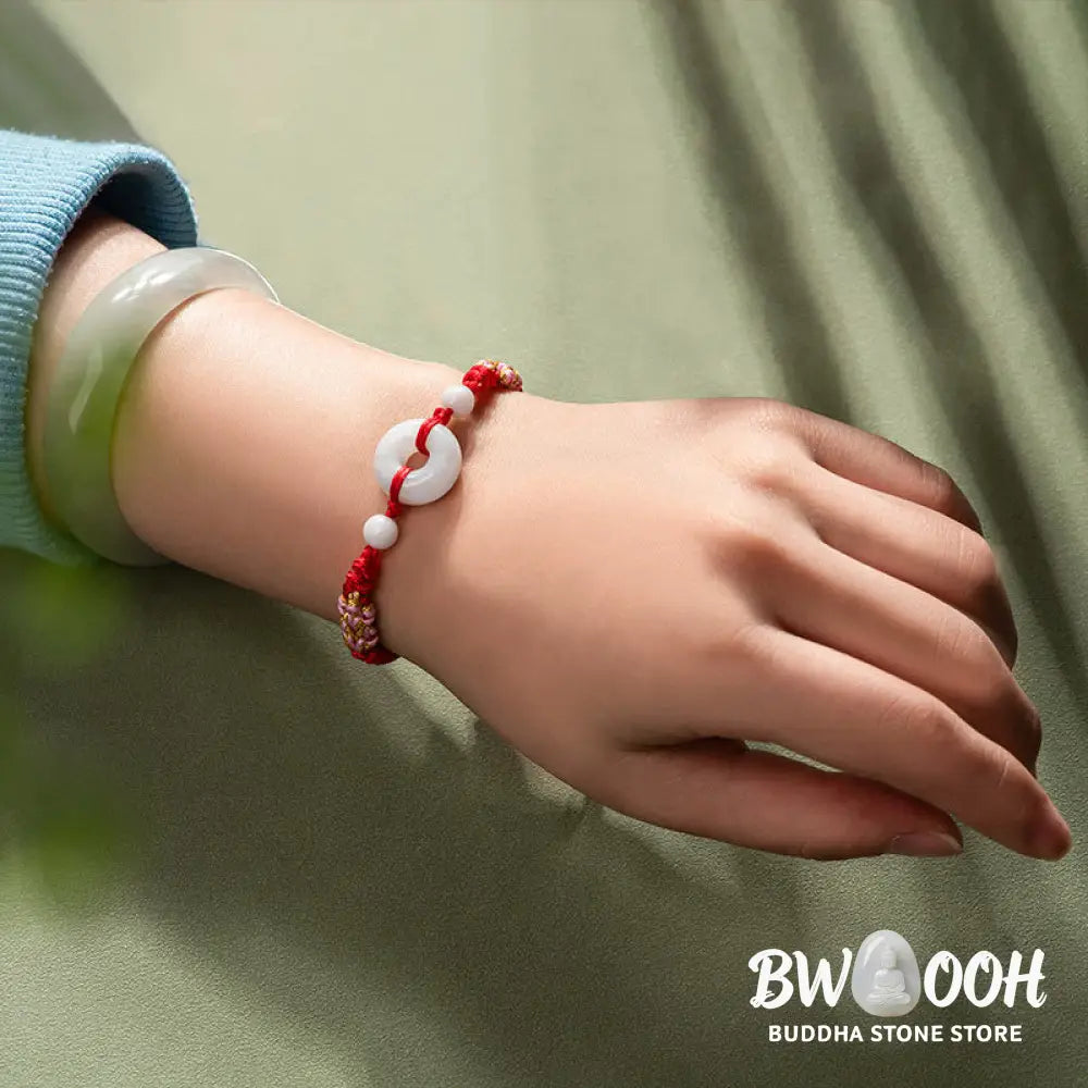 Buddha Stones Jade Luck Abundance Red String Bracelet - BWOOOH - Bracelet