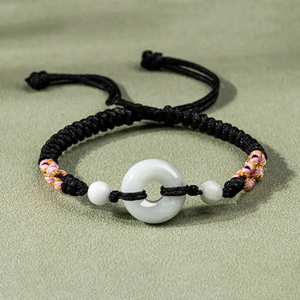 Buddha Stones Jade Luck Abundance Red String Bracelet - BWOOOH - Black (Wrist Circumference: 13-19.5cm) - Bracelet