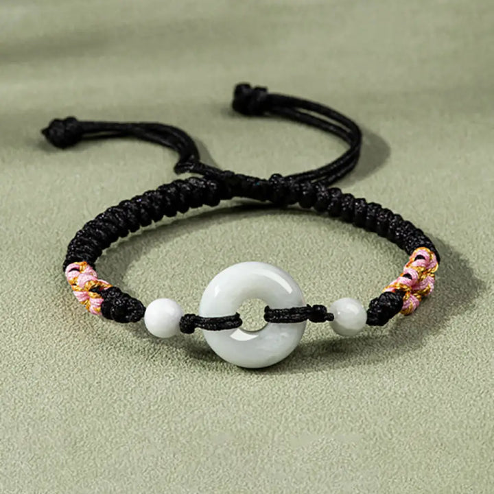 Buddha Stones Jade Luck Abundance Red String Bracelet - BWOOOH - Black (Wrist Circumference: 13-19.5cm) - Bracelet